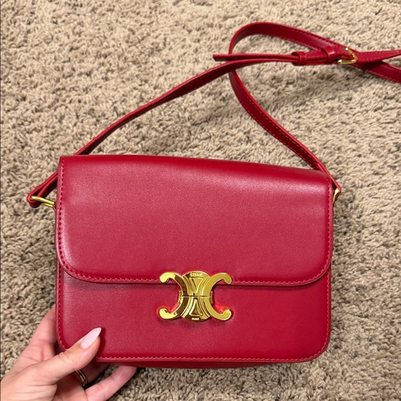 Dhgate Handbags - Celine dhgate Red Crossbody Bag with Gold Accent